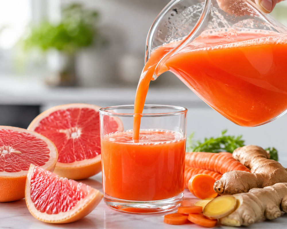 Grapefruit, Carrot, and Ginger juice Recipe